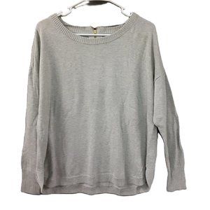 Crown & Ivy Womans Knit Sweater Size Petite XL, Pullover with Zip Accent Gray